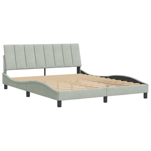 Pemberly Row 59.8&quotx79.9&quot Bed Frame without Mattress in Light Gray Velvet