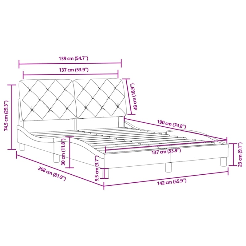 Pemberly Row Contemporary Engineered Wood Full Bed XL Frame in Dark Gray