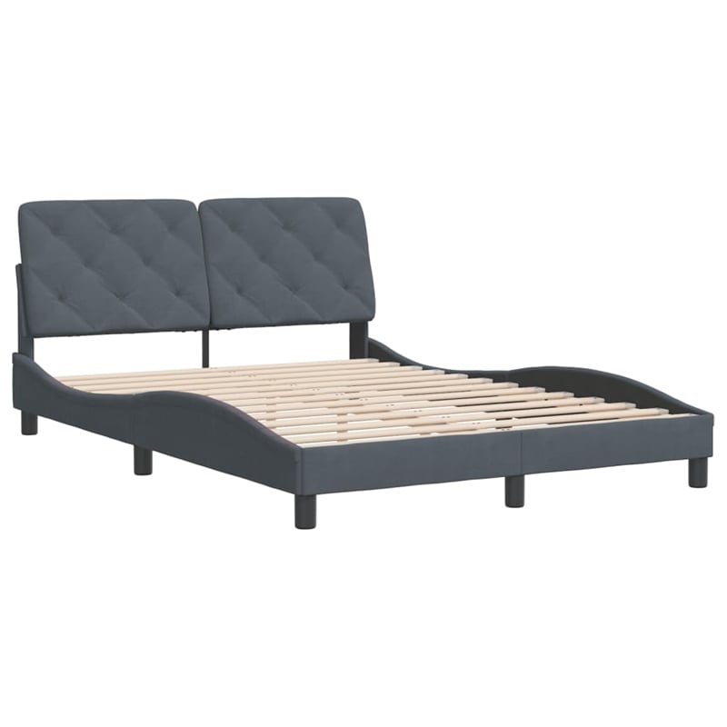 Pemberly Row Contemporary Engineered Wood Full Bed XL Frame in Dark Gray