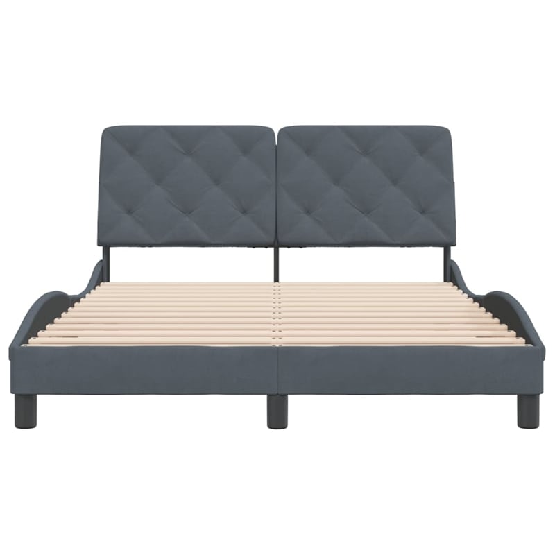 Pemberly Row Contemporary Engineered Wood Full Bed XL Frame in Dark Gray