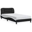 Pemberly Row Contemporary Faux Leather Twin Bed Frame in Black and White