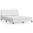 Pemberly Row Faux Leather Queen Engineered Wood Bed Frame in White