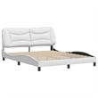 Pemberly Row Faux Leather Queen Engineered Wood Bed Frame in White