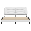 Pemberly Row Faux Leather Queen Engineered Wood Bed Frame in White