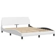 Pemberly Row Faux Leather Queen Engineered Wood Bed Frame in White
