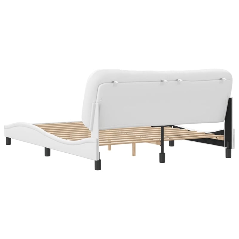 Pemberly Row Faux Leather Queen Engineered Wood Bed Frame in White