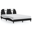 Pemberly Row Faux Leather Rectangular Full Bed Frame in Black and White