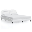 Pemberly Row Faux Leather Queen Bed Frame without Mattress in White