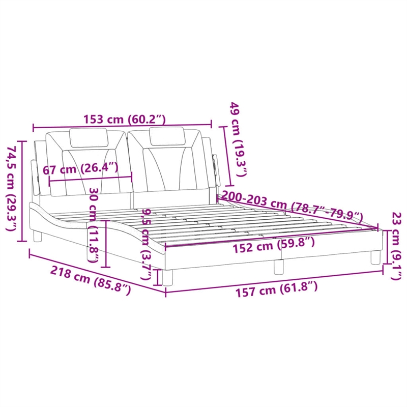 Pemberly Row Faux Leather Queen Bed Frame without Mattress in White