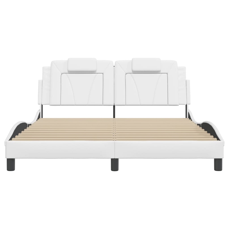 Pemberly Row Faux Leather Queen Bed Frame without Mattress in White