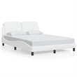 Pemberly Row Faux Leather Rectangular Full Bed Frame in White
