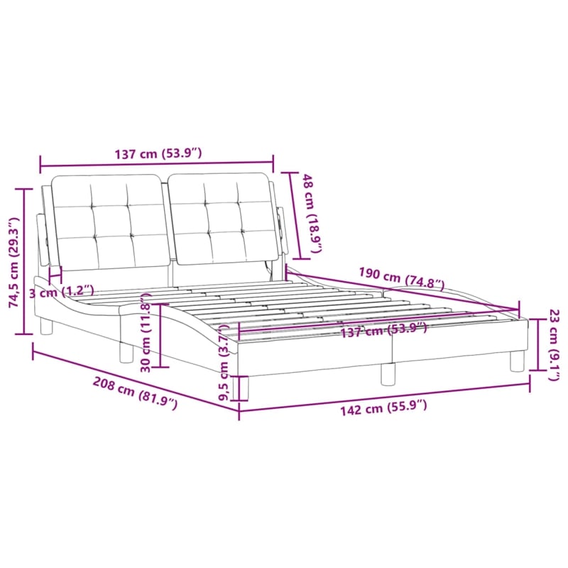 Pemberly Row Faux Leather Rectangular Full Bed Frame in White
