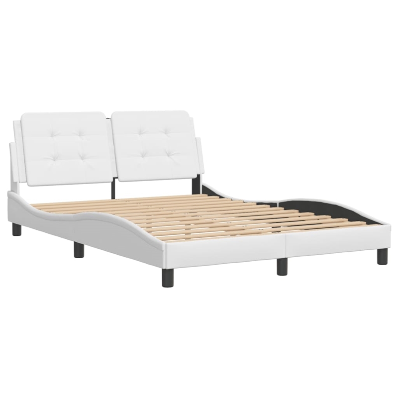 Pemberly Row Faux Leather Rectangular Full Bed Frame in White