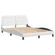 Pemberly Row Faux Leather Rectangular Full Bed Frame in White