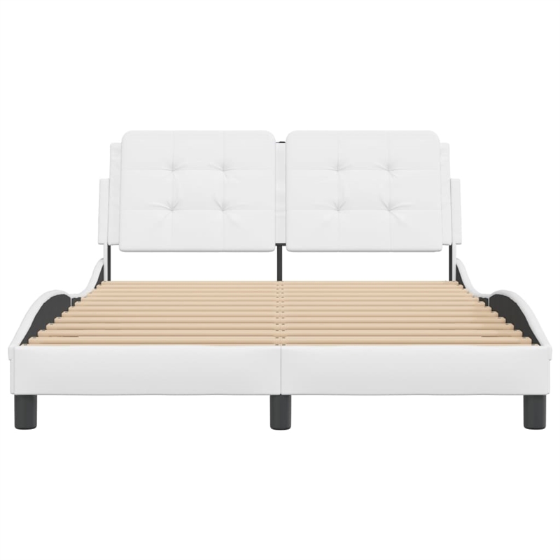 Pemberly Row Faux Leather Rectangular Full Bed Frame in White