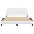 Pemberly Row Faux Leather Rectangular Full Bed Frame in White