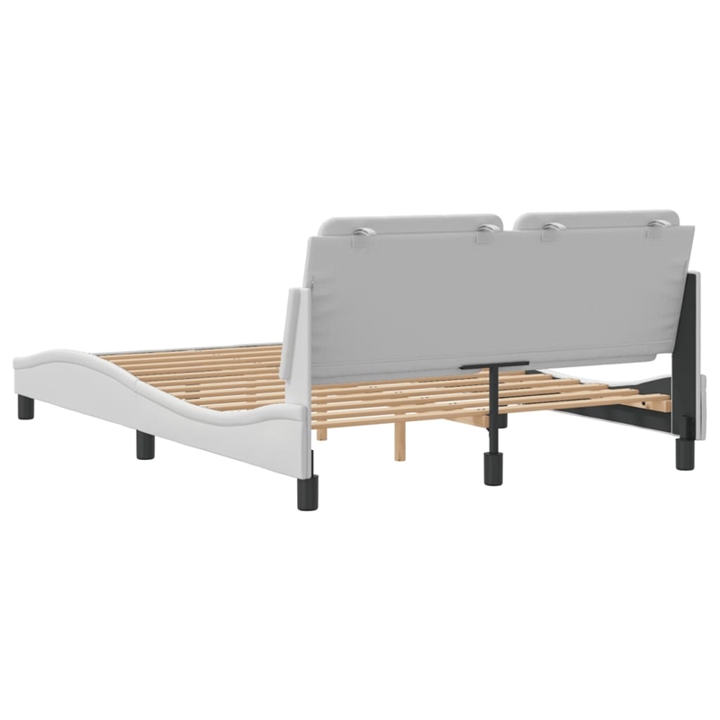 Pemberly Row Faux Leather Rectangular Full Bed Frame in White