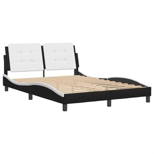Pemberly Row Contemporary Faux Leather Full Bed Frame in Black and White