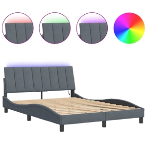 Pemberly Row 53.9&quotx74.8&quot Bed Frame with LED without Mattress in Dark Gray