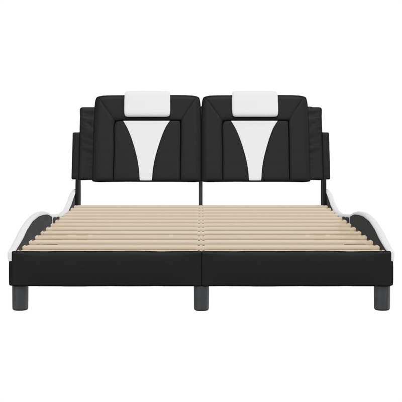 Pemberly Row Contemporary Faux Leather Full Bed Frame in Black and White