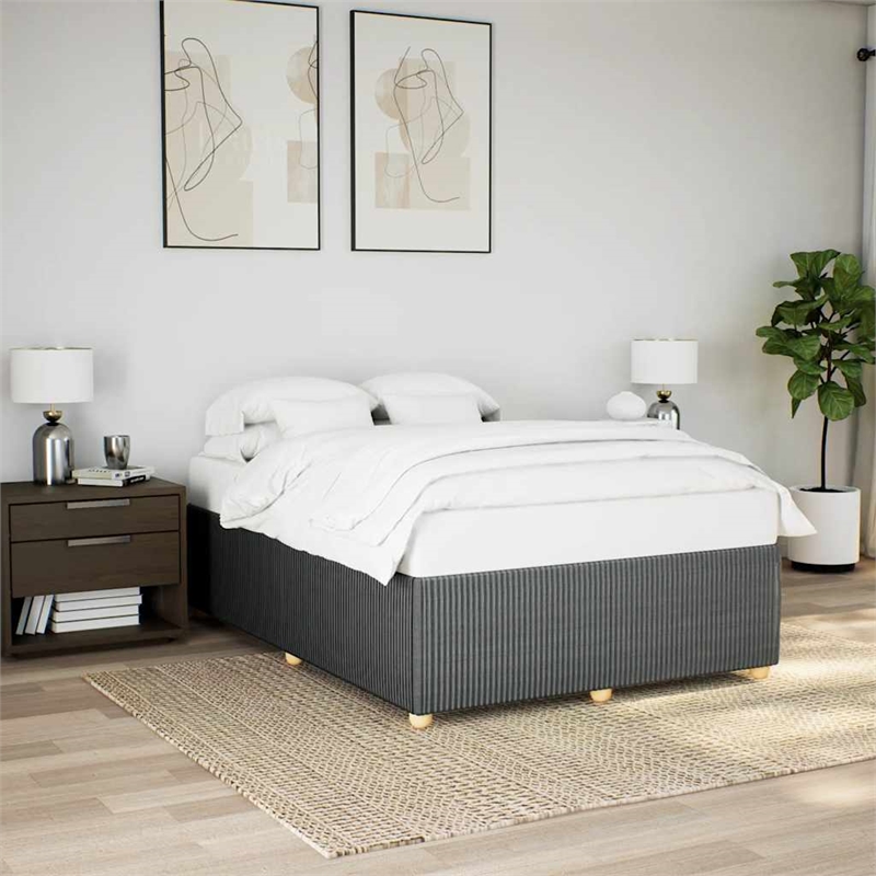 Pemberly Row Contemporary Engineered Wood Full Bed Frame in Dark Gray