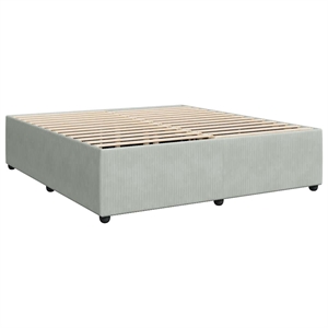 Pemberly Row Contemporary Velvet California King Bed Frame in Light Grey