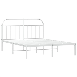 Pemberly Row Powder-Coated Steel Queen Size Bed Frame in White