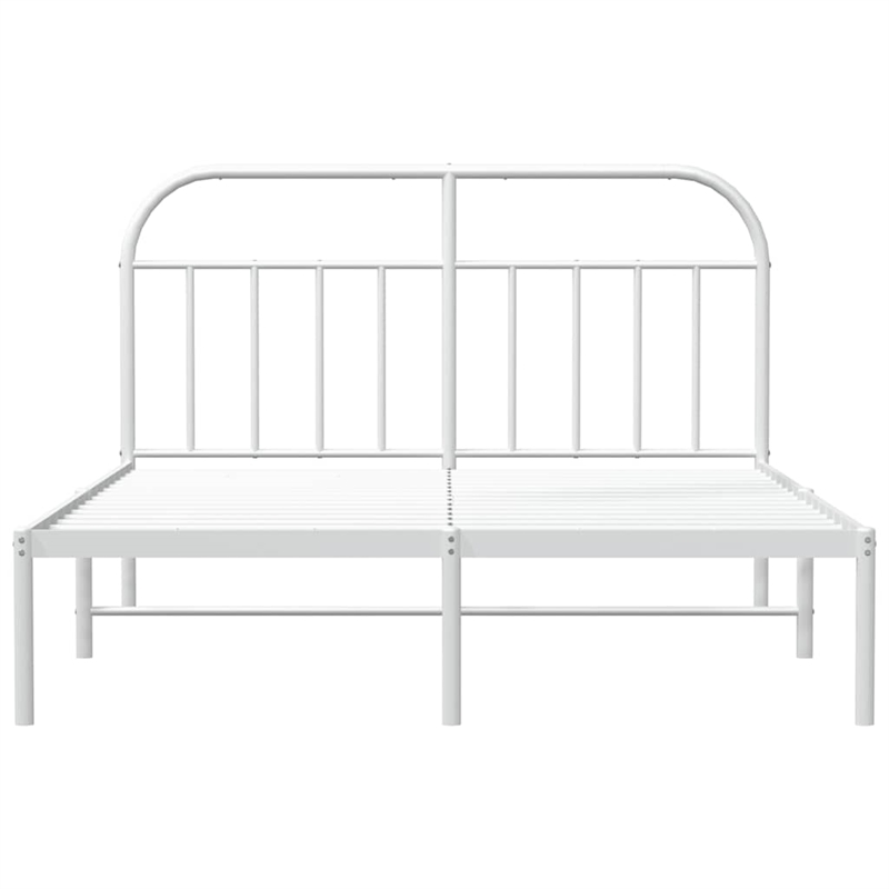 Pemberly Row Powder-Coated Steel Queen Size Bed Frame in White