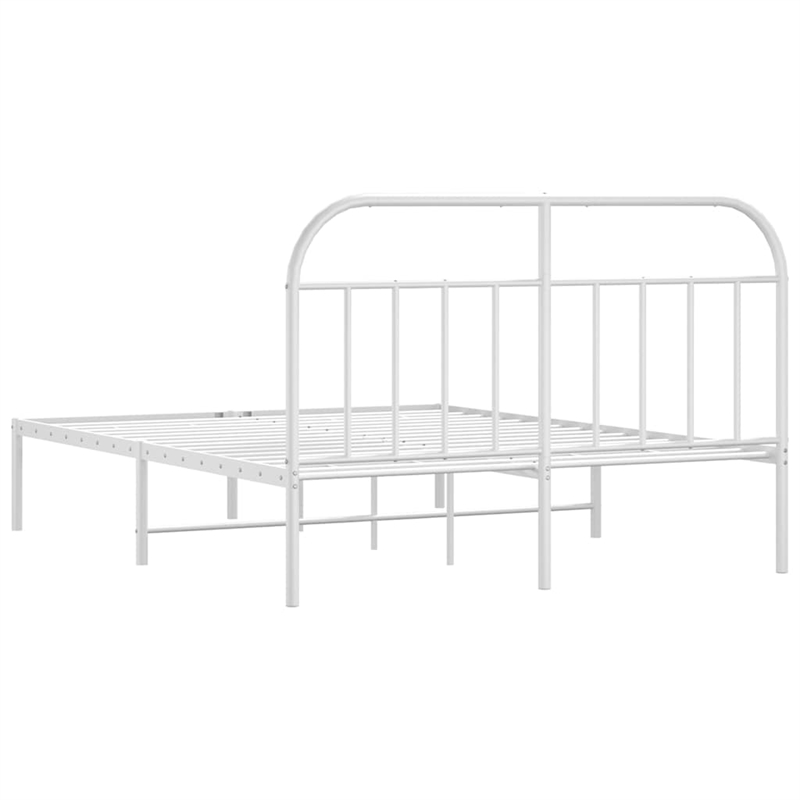 Pemberly Row Powder-Coated Steel Queen Size Bed Frame in White
