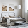 Pemberly Row Powder-Coated Steel Queen Size Bed Frame in White