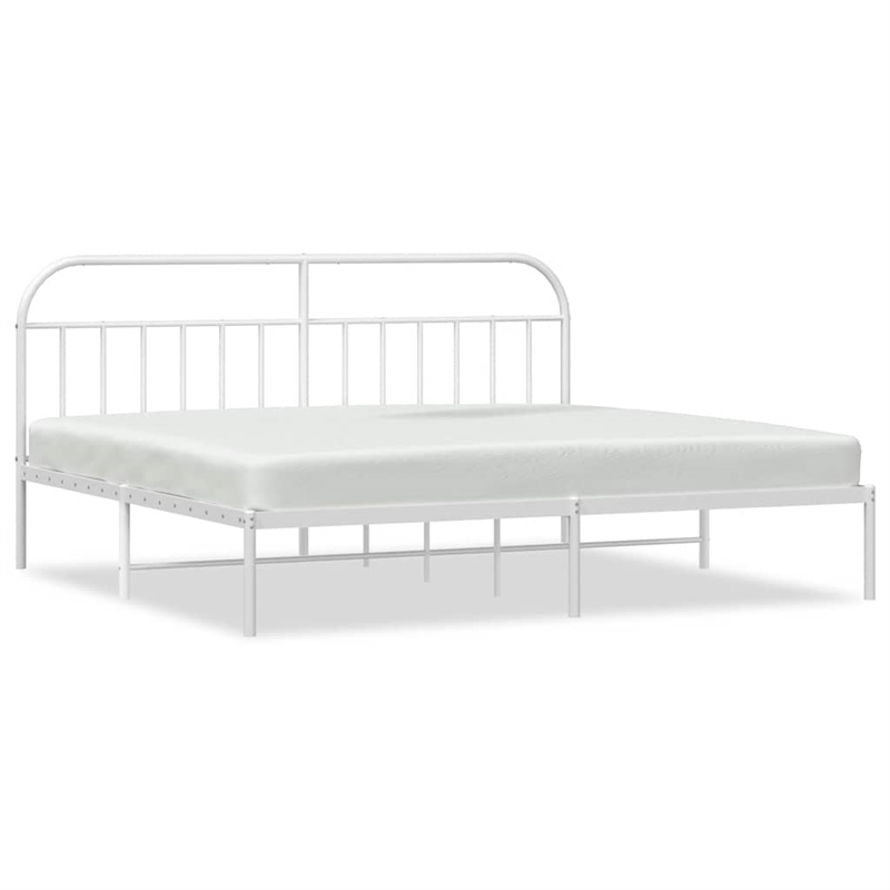 Pemberly Row Contemporary 76 x 80 Powder-Coated steel Bed Frame in White