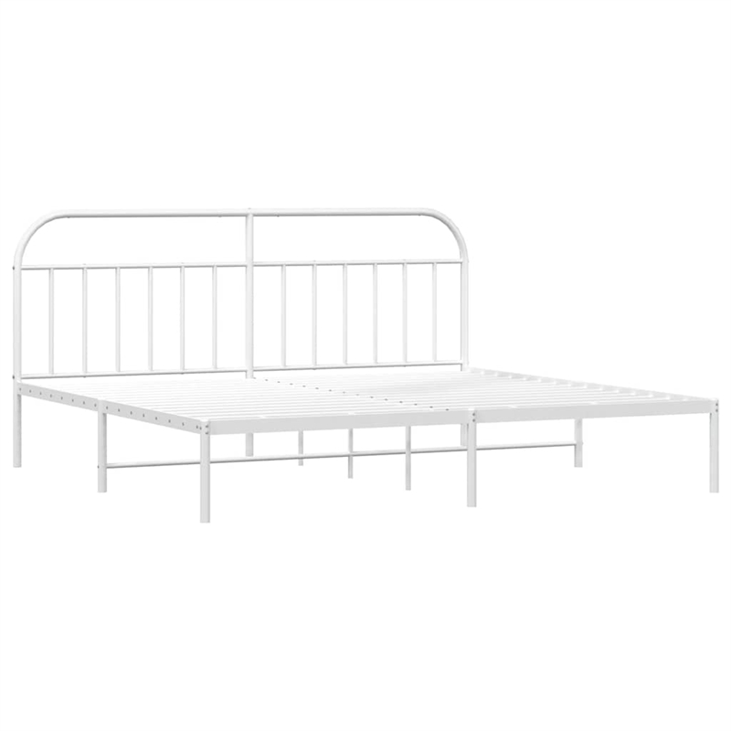 Pemberly Row Contemporary 76 x 80 Powder-Coated steel Bed Frame in White