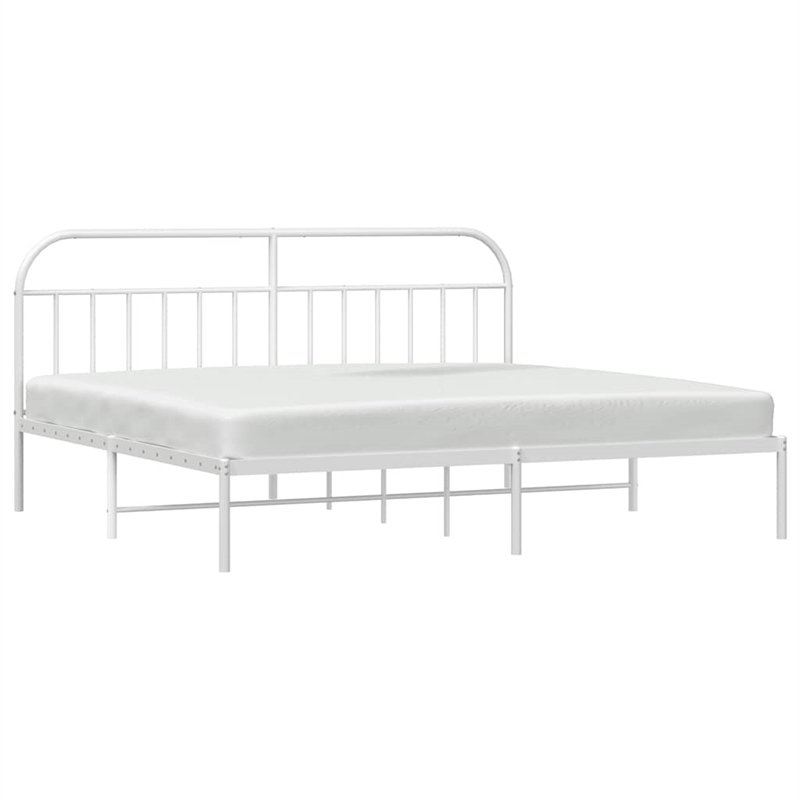 Pemberly Row Contemporary 76 x 80 Powder-Coated steel Bed Frame in White