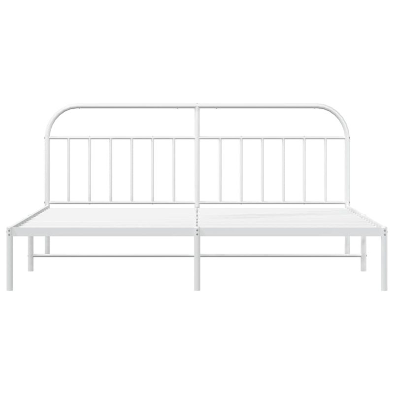 Pemberly Row Contemporary 76 x 80 Powder-Coated steel Bed Frame in White