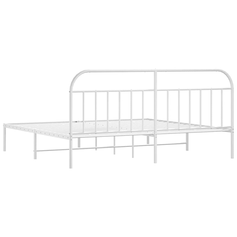 Pemberly Row Contemporary 76 x 80 Powder-Coated steel Bed Frame in White