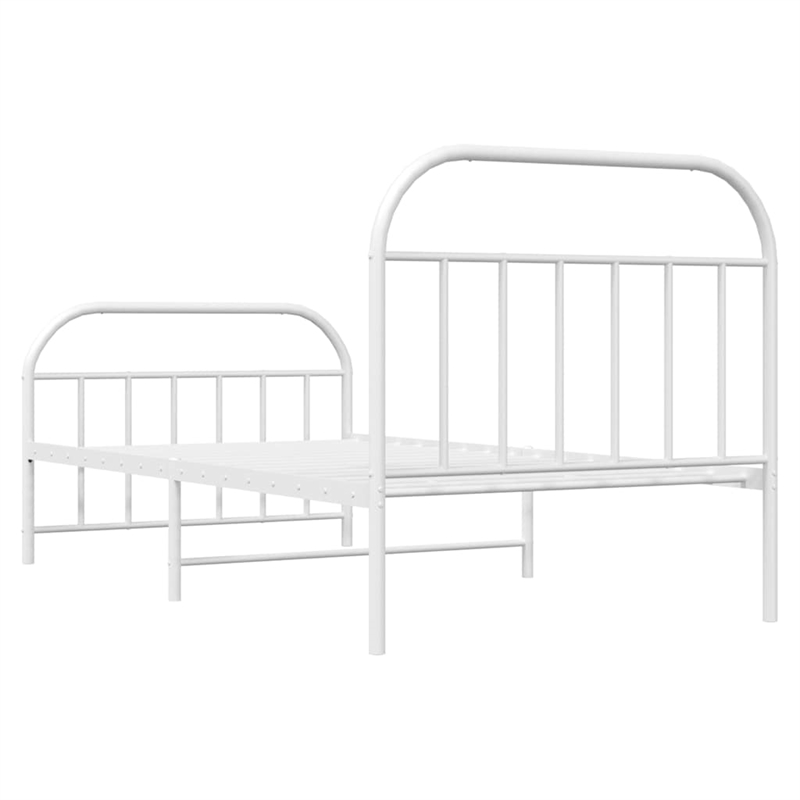 Pemberly Row Rectangular Powder-Coated Steel Twin Bed Frame in White