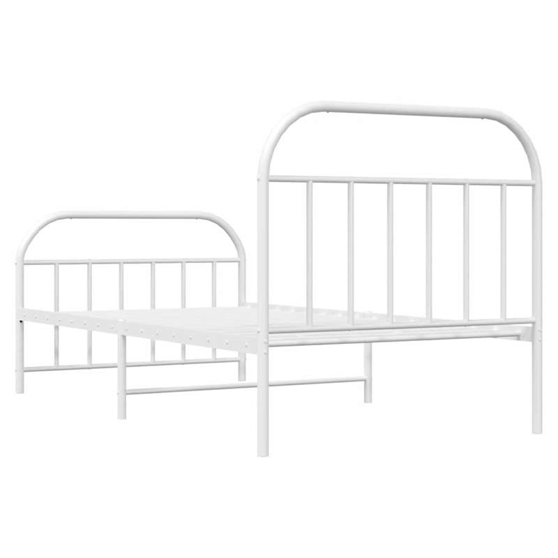 Pemberly Row Rectangular Powder-Coated Steel Single Bed Frame in White