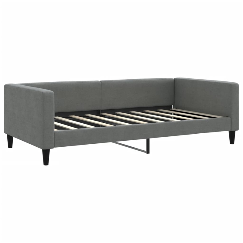 Pemberly Row Contemporary Solid Wood Twin Day Bed in Dark Grey Fabric