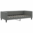 Pemberly Row Contemporary Solid Wood Twin Day Bed in Dark Grey Fabric