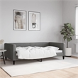 Pemberly Row Contemporary Solid Wood Twin Day Bed in Dark Grey Fabric