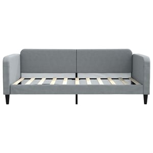 Pemberly Row Contemporary Solid Wood Twin Day Bed in Light Grey Fabric