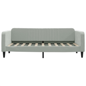 Pemberly Row Contemporary Solid Wood Twin Day Bed in Light Grey Fabric