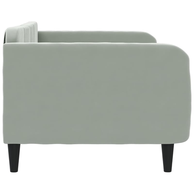 Pemberly Row Contemporary Solid Wood Twin Day Bed in Light Grey Fabric