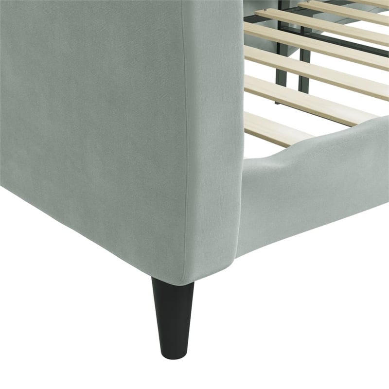Pemberly Row Contemporary Solid Wood Twin Day Bed in Light Grey Fabric