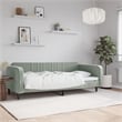 Pemberly Row Contemporary Solid Wood Twin Day Bed in Light Grey Fabric