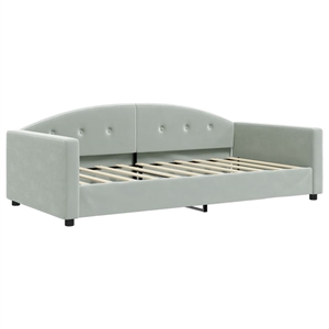 Pemberly Row Contemporary Solid Wood Twin Day Bed in Light Grey Fabric