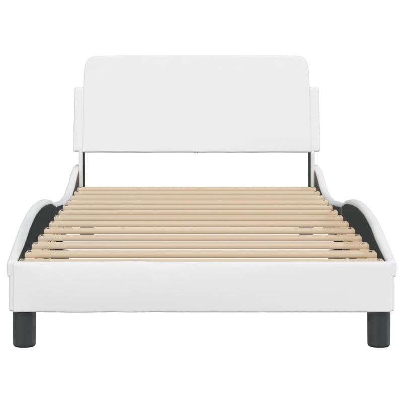 Pemberly Row Engineered wood Twin Bed Frame in Black and White