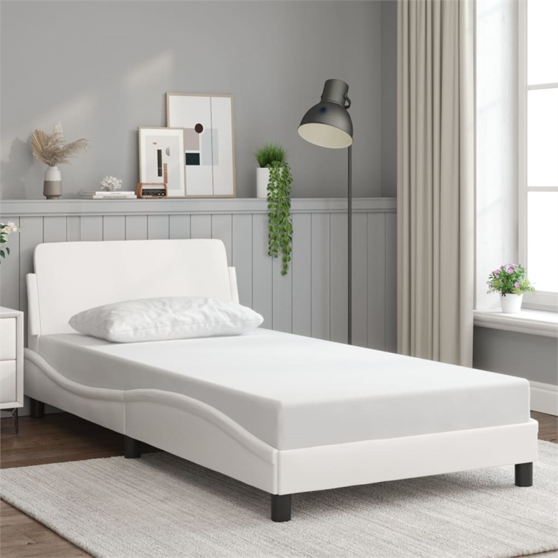 Pemberly Row Engineered wood Twin Bed Frame in Black and White