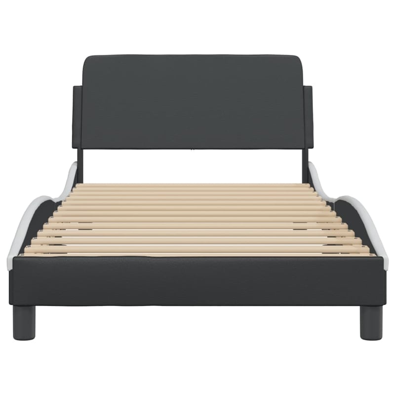 Pemberly Row Engineered wood Twin Bed Frame in Black and White
