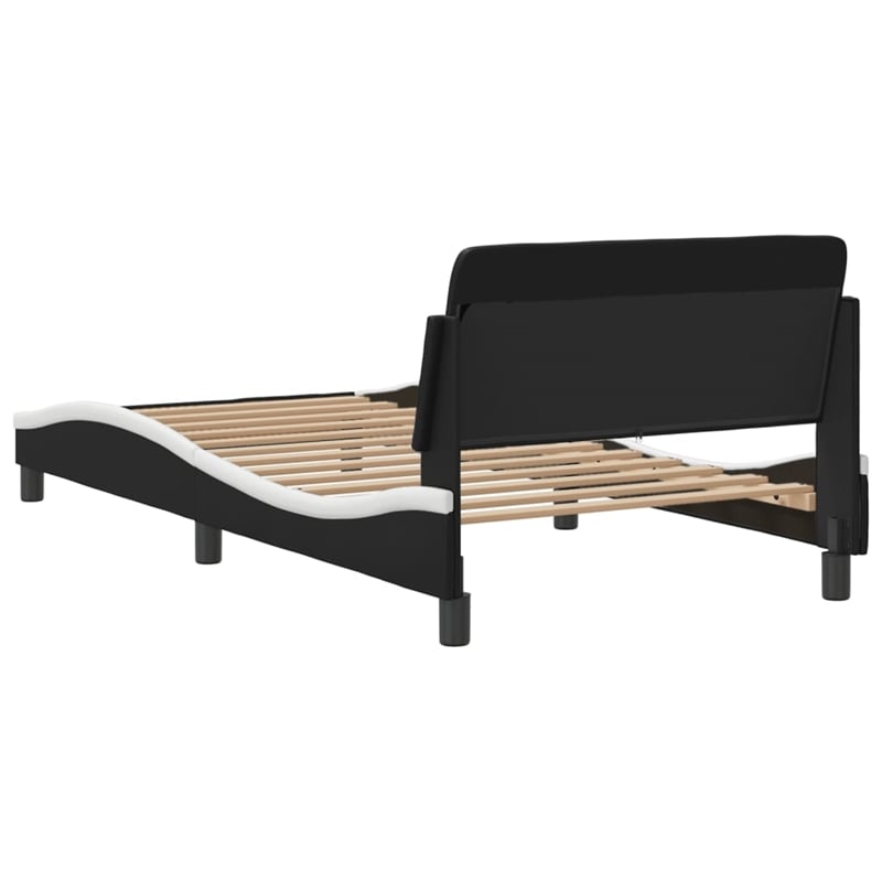 Pemberly Row Engineered wood Twin Bed Frame in Black and White